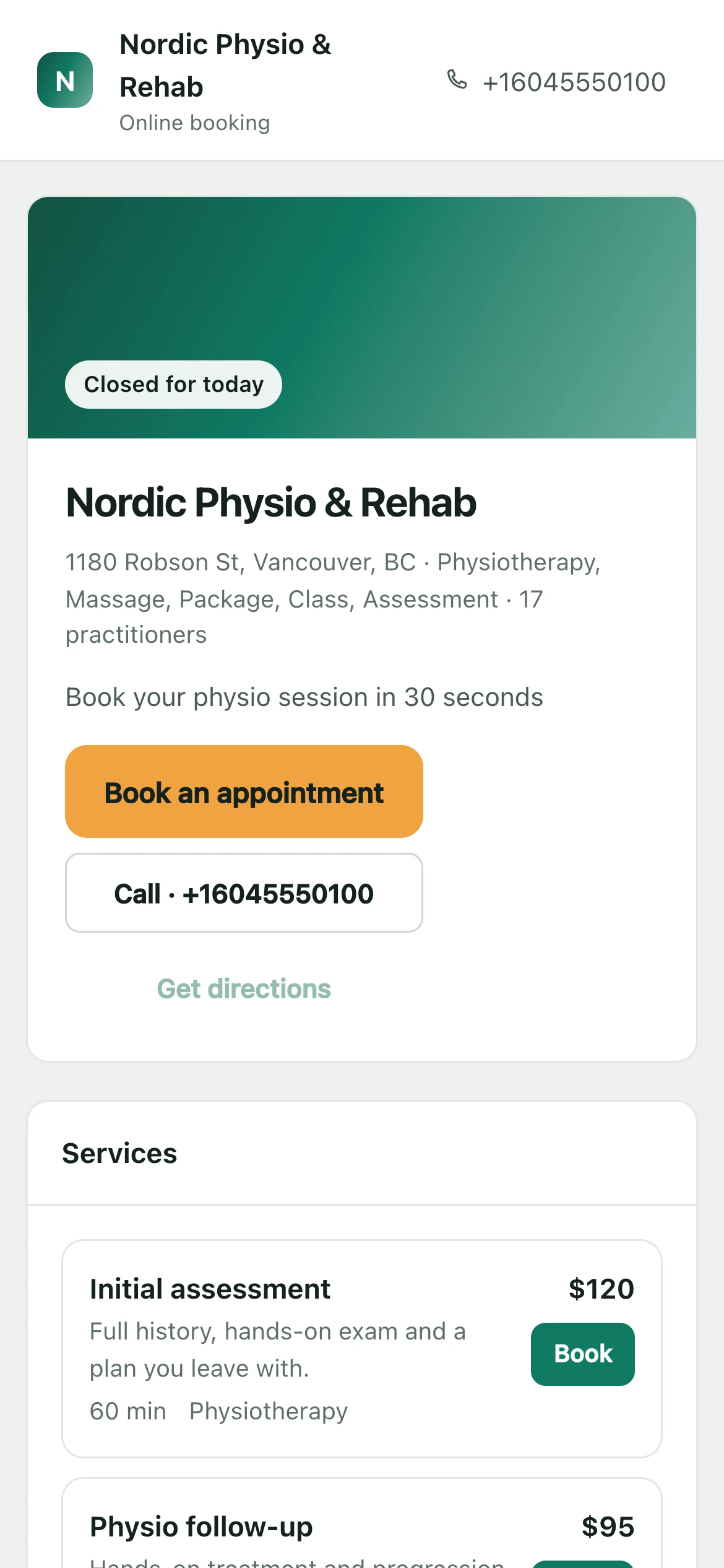 The same page on a phone.